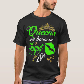 Womens Lip Print Queens are Born on August 29th Vi T-shirt