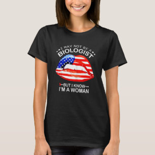 Womens lippen ons vlag Ik ben misschien geen biolo T-shirt