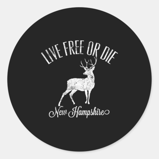 Womens Live Or Die New Hampshire Distressed Deer A Ronde Sticker (Voorkant)