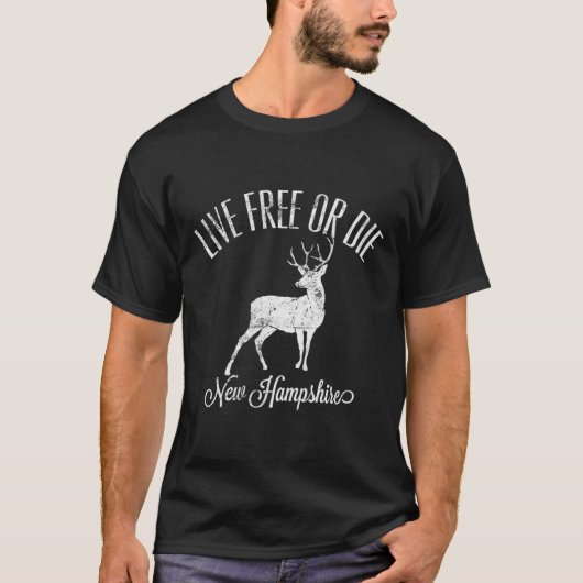 Womens Live Or Die New Hampshire Distressed Deer A T-shirt (Voorkant)