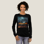 Women's long sleeve halloween pumpkins t-shirt (Voorkant)