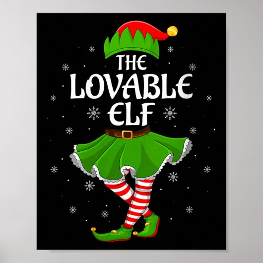 Womens Lovable Elf Christmas Family Girls Women El Poster (Voorkant)