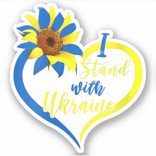 Womens Love Heart Ukraine Sunflower Oekrainian Sticker (Voorkant)