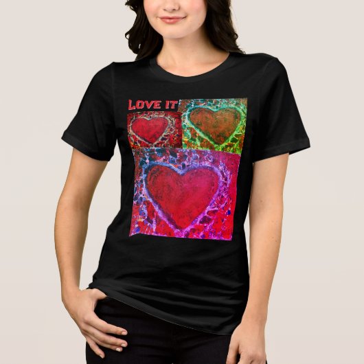 Women's "love it" meerdere harten Tri-Blend shirt (Voorkant)