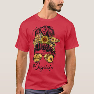 Womens Ma Life Gigi Life Sunflower Messy Bun T-shirt