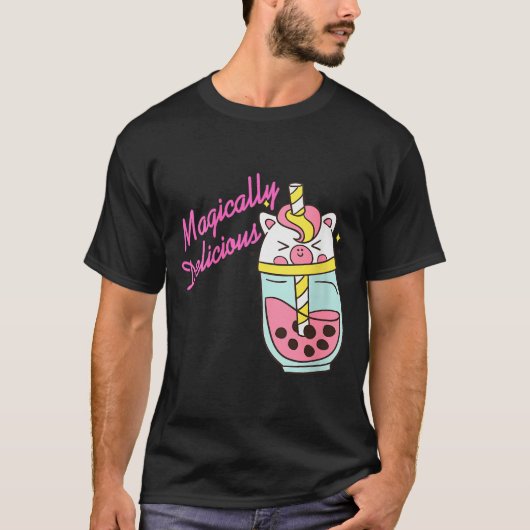 Womens Magically Delicious Unicorn Boba Kawaii Bub T-shirt (Voorkant)