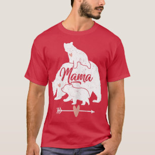 Womens mama Beer 2 Beren Knip op de rug T-shirt