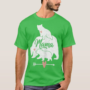 Womens mama Beer 2 Beren Knip op de rug T-shirt