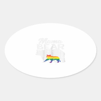 Womens Mama Beer Rainbow Pride Gay Flag Lgbt Ovale Sticker