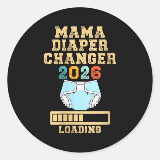 Womens Mama Diaper Changer 2026 New Baby Loading F Ronde Sticker (Voorkant)