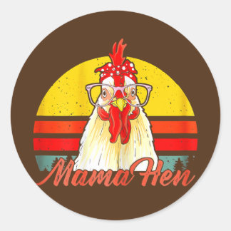 Womens Mama Hen Chicken Mama Crazy Lady Lover Ronde Sticker