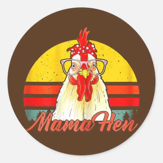Womens Mama Hen Chicken Mama Crazy Lady Lover Ronde Sticker (Voorkant)