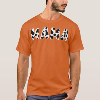 Womens Mama Koe Print Koe Pattern Farmer Mam Mothe T-shirt