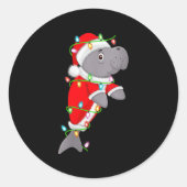 Womens Manatee Christmas Lights Santa Costume Cute Ronde Sticker (Voorkant)
