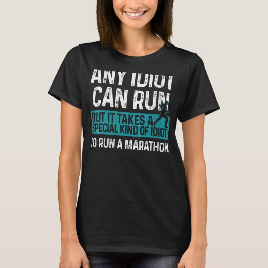Womens Marathon Running Idiot Marathoner 26 2 Run T-shirt (Voorkant)
