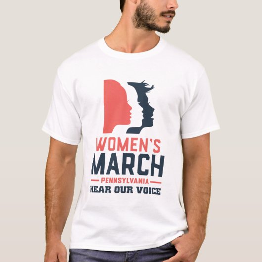 Women's March Pennsylvania Luister naar onze stem T-shirt (Voorkant)