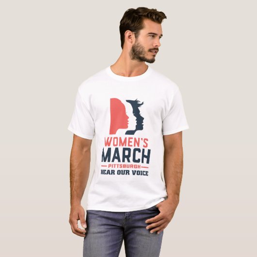 Women's March Pittsburgh Luister naar onze stem T-shirt (Voorkant volledig)