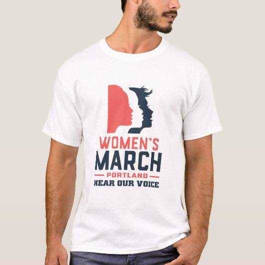 Women's March Portland Luister naar onze stem T-shirt (Voorkant)
