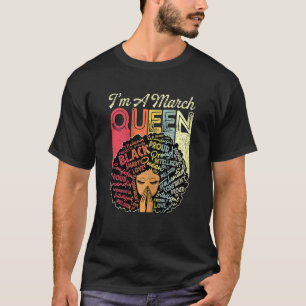 Womens March Queen Birthday African American Black T-shirt