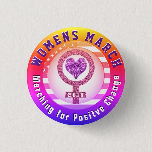 Womens March Ronde Button 3,2 Cm (Voorkant)