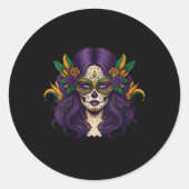 Womens Mardi Gras Costume Women Sugar Skull Carniv Ronde Sticker (Voorkant)