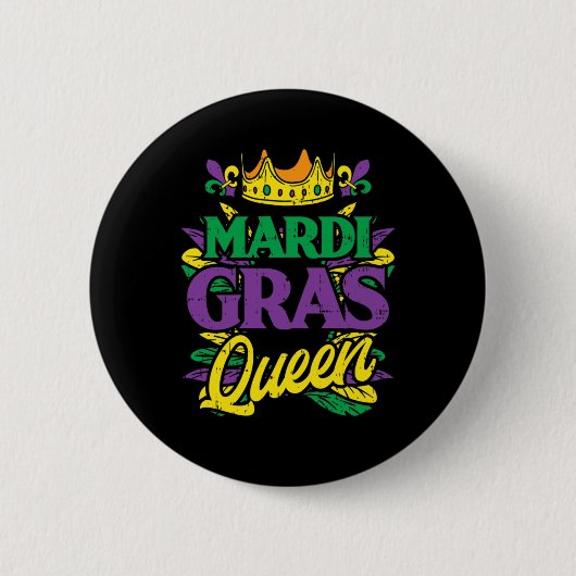 Womens Mardi Gras Queen Crown Funny Mardi Gras Car Ronde Button 5,7 Cm (Voorkant)