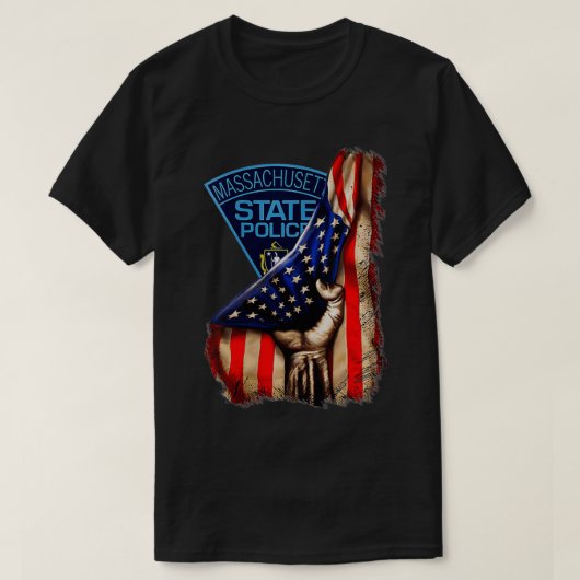 Womens Massachusetts staatspolitie Amerikaanse vla T-shirt (Design voorkant)