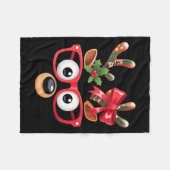 Womens Matching Family Christmas Reindeer Face Gle Fleece Deken (Voorkant (Horizontaal))