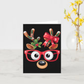 Womens Matching Family Christmas Reindeer Face Gle Kaart (Gele Bloem)
