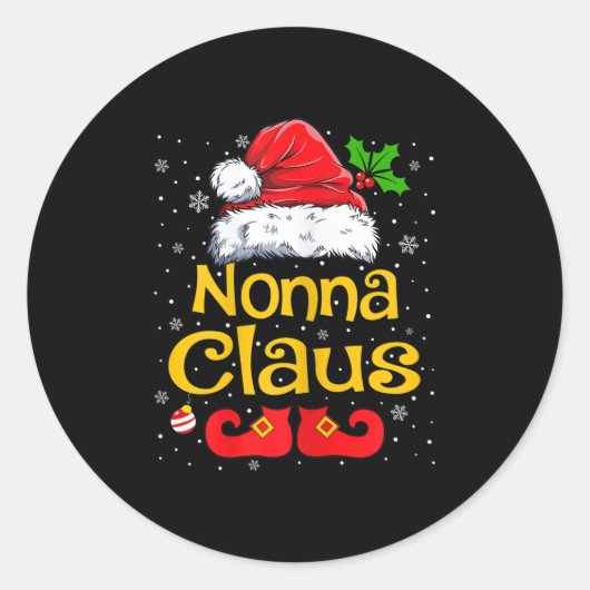 Womens Matching Family Christmas Santa Hat Xmas Fu Ronde Sticker (Voorkant)