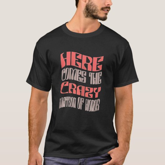 Womens Matron of Honor Crazy Retro Matching Bach T-shirt (Voorkant)