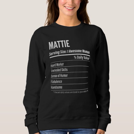 Womens Mattie Nutritional Facts Serving Size Calo Trui (Voorkant)