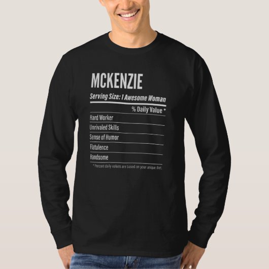 Womens Mckenzie Nutritional Facts Serving Size Ca T-shirt (Voorkant)