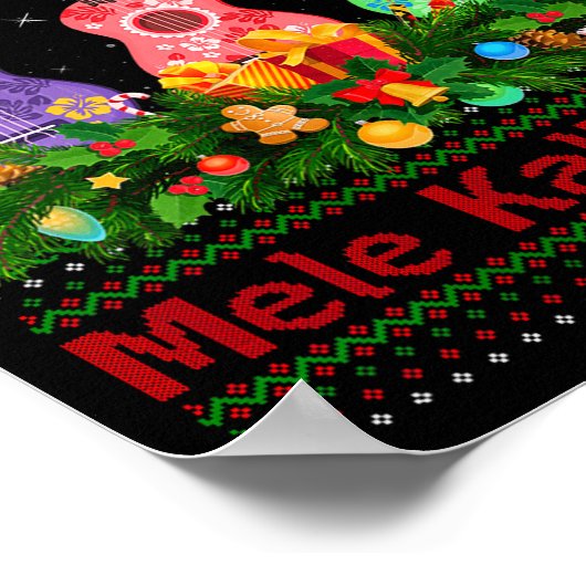 Womens Mele Kalikimaka Ukulele Guitar Ugly Xmas Sw Poster (Hoek)