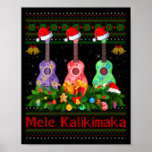 Womens Mele Kalikimaka Ukulele Guitar Ugly Xmas Sw Poster (Voorkant)