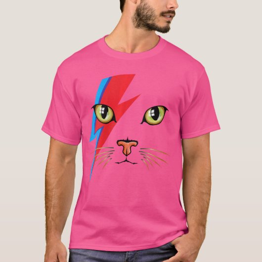 Womens Meowie Bowie Cat Retro Kitty Cat Funny Glam T-shirt (Voorkant)
