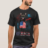 Womens  Merica Black Cat Wine Glass Firework USA F T-shirt (Voorkant)