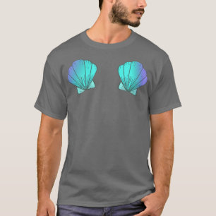 Womens Mermaid Fairy sprookje Aqua Blue Seashell B T-shirt