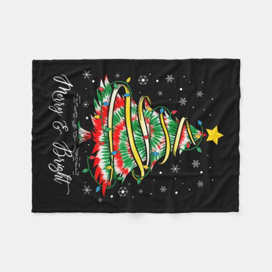 Womens Merry &amp; Bright Merry Christmas Tree Tie Fleece Deken (Voorkant (Horizontaal))
