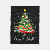 Womens Merry &amp; Bright Merry Christmas Tree Tie Fleece Deken (Voorkant)