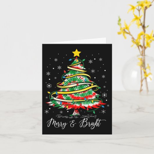 Womens Merry &amp; Bright Merry Christmas Tree Tie Kaart (Gele Bloem)
