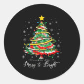 Womens Merry &amp; Bright Merry Christmas Tree Tie Ronde Sticker (Voorkant)