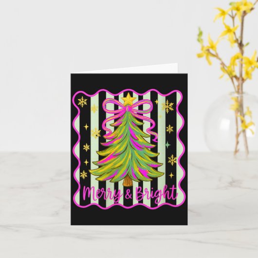 Womens Merry And Bright Christmas Crew 2025 Funny  Kaart (Gele Bloem)