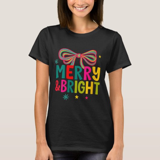 Womens Merry And Bright Christmas Crew 2025 Funny T-shirt (Voorkant)