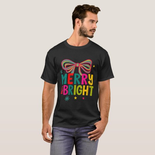Womens Merry And Bright Christmas Crew 2025 Funny  T-shirt (Voorkant volledig)