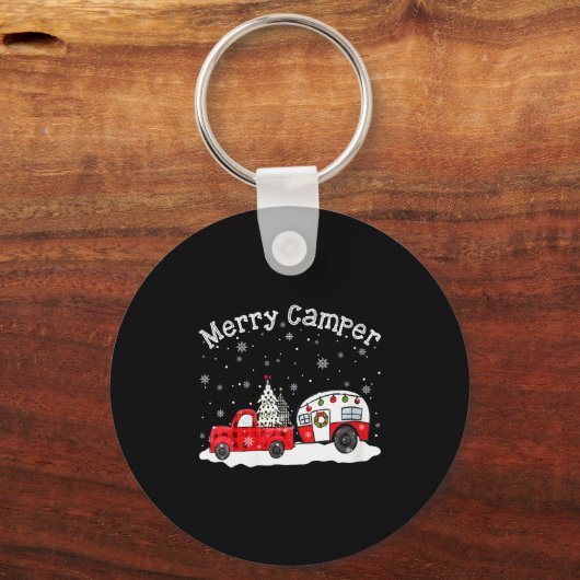 Womens Merry Camper Christmas Santa Claus Camng Re Sleutelhanger (Voorkant)