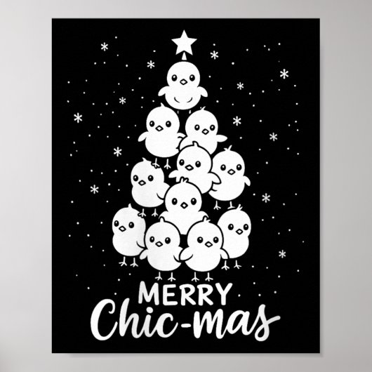Womens Merry Chic-mas Cute Chicks Christmas Tree F Poster (Voorkant)