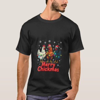 Womens Merry Chickmas Santa Hat Girl Chicken Lover T-shirt