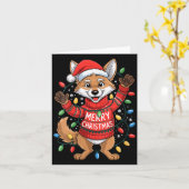 Womens Merry Christmas Fox Festive Woodland Winter Kaart (Gele Bloem)