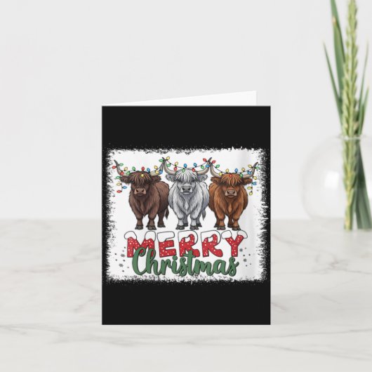 Womens Merry Christmas Scottish Highland Cow Xmas  Kaart (Voorkant)